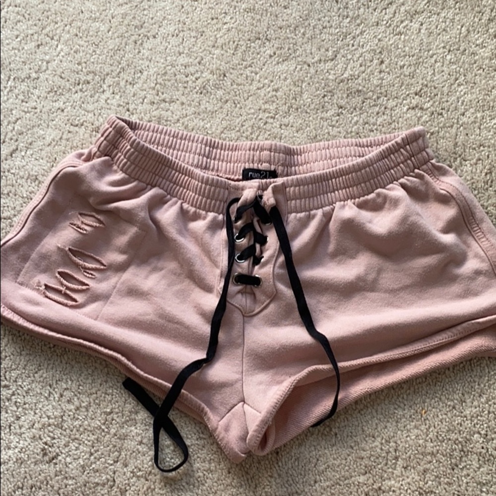 Lace front Light pink distressed shorts